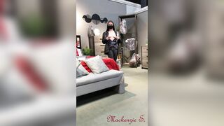 Risky Wife Flashes Tits and Pussy in a Furniture Store