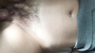 Afternoon quickie fuck with my amateur hairy wife POV