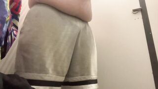 22-year-old obese masturbates in a fitting room of the store