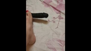 Fucking a dildo with my feet OMG