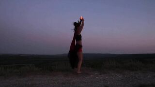 Candels Dance against the background of the night sky