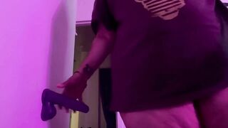 Wet pussy on purple toy