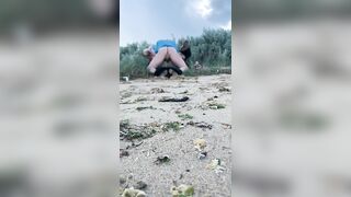 MILF gets fucked by her lover in public at the beach.