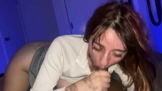 Girlfriend gives blow job after school POV