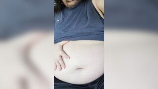 Playing with my belly in the car