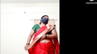 Marathi Divya aunty on Red saree Sexy look