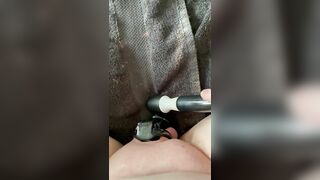 Vibrating my clit and balls while in chastity