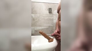 Cumming and Pissing and Sucking On My Suction Dildo