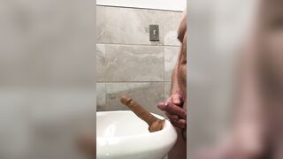 Cumming and Pissing and Sucking On My Suction Dildo