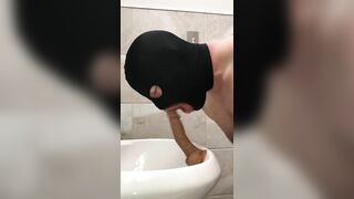 Cumming and Pissing and Sucking On My Suction Dildo