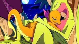 Patreon/Blitzdrachin : Charmander x Grovyle hentai furry yiff animation size difference cum inside