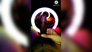 Hot hard black cock masturbating until cumming