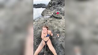 Sloppysuzzy loving piss by the ocean