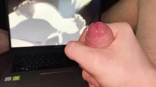 Jerking off to hentai uncensored and cumming profusely