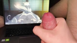 Jerking off to hentai uncensored and cumming profusely