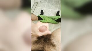 milking loads of precum and cum loads in the bathroom