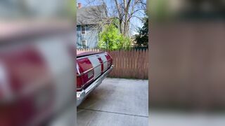 Milf sucks and fucks outside neighbor watching