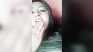 hot chubby can't stand it and gives herself a blowjob