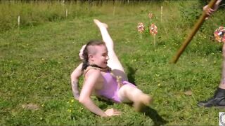 Piss drinking sub beauty in sunny day domination ballet