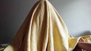 Morning masturbation under the blanket.