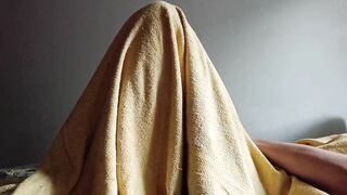 Morning masturbation under the blanket.