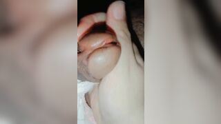 Real handjob can't stop Cumming on Bra