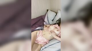 I woke up very excited. She took off her panties and started masturbating her didlo.