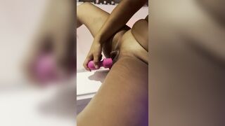 Masturbation being with a sex toys at the bort of the jacuzzi