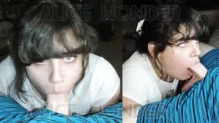 Side by Side Comparison of POV & Side Angle Sensual BWC Deepthroat Blowjob - Split Screen