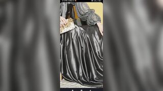 Handjob with grey satin silky saree of online shopping (60