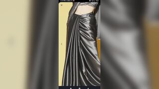 Handjob with grey satin silky saree of online shopping (60