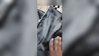 Handjob with grey satin silky saree of online shopping (60