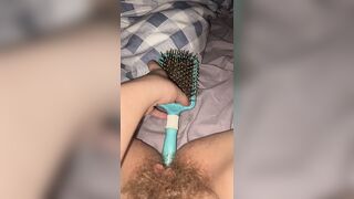 Pup303 with a hairbrush anal