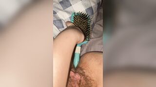 Pup303 with a hairbrush anal