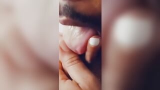 Ebony teen with pretty feet getting her toes licked and sucked on