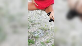 Desperation piss and piss shot out my pussy outdoors.