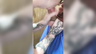 Up close and personal!! Sucking his dick!! Nuts in my throat!! Plays with cum in multiple mouth