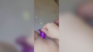 Putting my purple dildo deep inside my hungry pussy