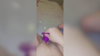 Putting my purple dildo deep inside my hungry pussy