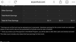 My pornhub and onlyfans profit for last month. Pornhub I just started.