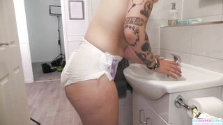 Cleaning with Bathroom with a wet Diaper