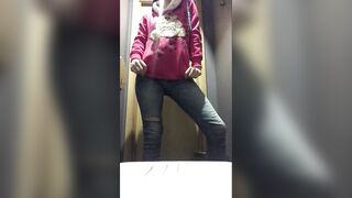 Public restroom at the shopping center mall - jeans and cute underwear girl risky video in the store