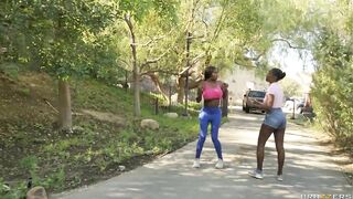 Nasty Old Bench Flasher Meets Thirsty Jogging Nymph - Ebony Mystique / Brazzers