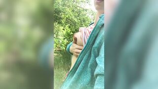 Flashing my boobs outside in public park - risky adventure spontaneous amateur video - sexy and hot