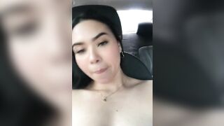 while my boyfriend drives I film myself masturbating for my lover