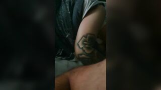 Tattooed step mom get scared seeing step son big cock get fucked