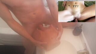 Big dick college stud makes you cum in steamy bathroom after shower (watching friends video)