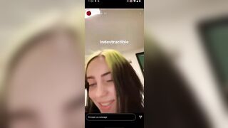 Billie Eilish slap her massive tits on Instagram