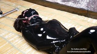 Asian cute latex slave girl kiki bondage and fedom vacuumbag