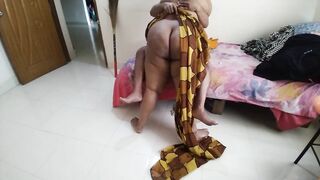 Tamil Horny Granny with saree fucks a guy - Hindi Audio (Cowgirl Huge Boobs) Indian Sex